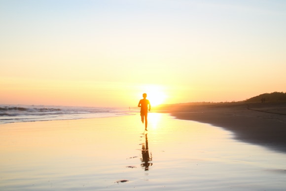 Running in a beach