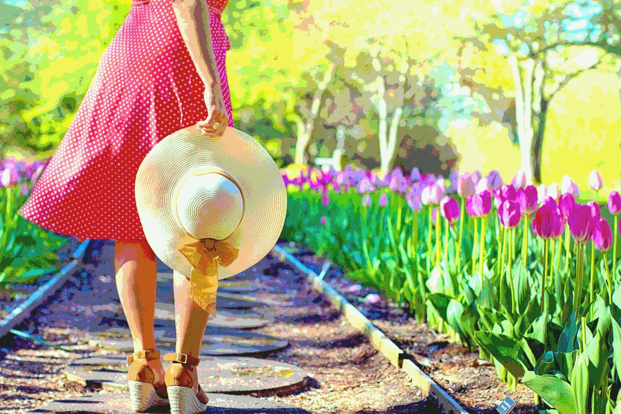 girl walking on the garden